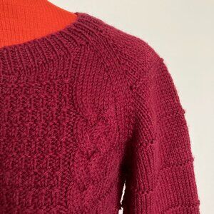 Raspberry Cable Sweater Hand knit Small Unisex